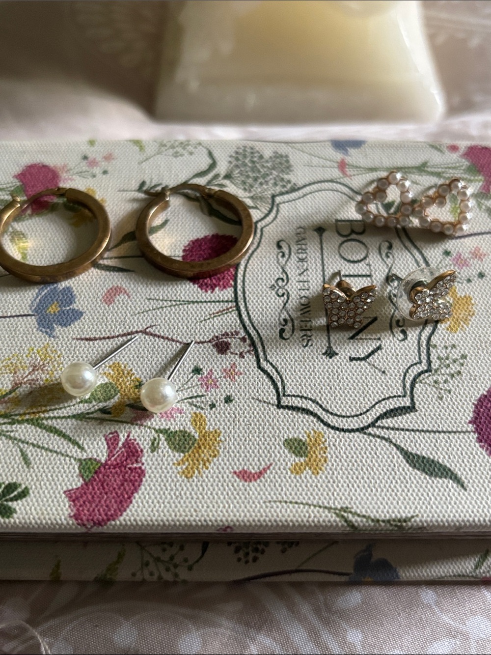 Gold-Tone Hoop Earrings and Crystal Heart Stud Set - Gold